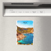 Farbenfrohe Ibiza Spanien Wasserfarbenwelt Landsch Magnet (In Situ (Geschirrspüler))