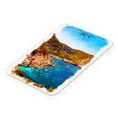 Farbenfrohe Ibiza Spanien Wasserfarbenwelt Landsch Magnet (Linke Seite)