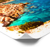 Farbenfrohe Ibiza Spanien Wasserfarbenwelt Landsch Poster (Ecke)
