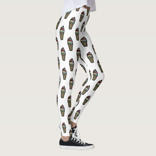 Farbenfrohe Ice Creme Muster Leggings (Rechts)