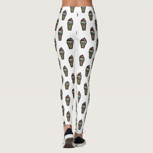 Farbenfrohe Ice Creme Muster Leggings (Rückseite)