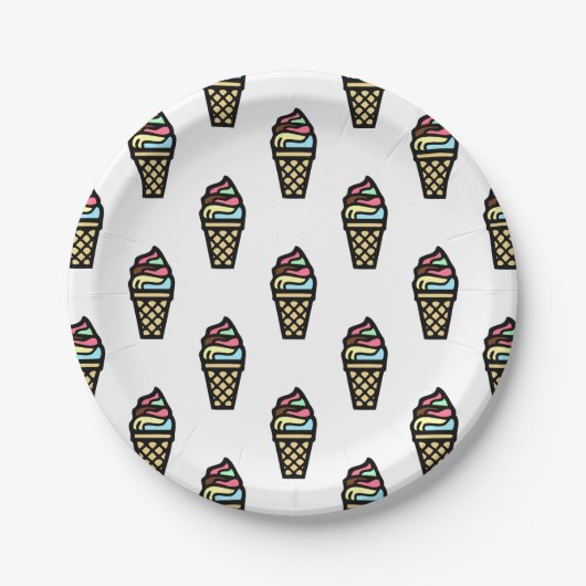 Farbenfrohe Ice Creme Muster Pappteller (Vorderseite)