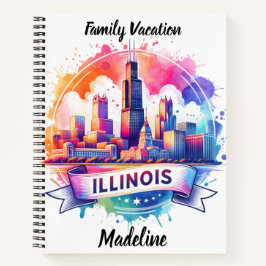 Farbenfrohe Illinois-Skyline-Reflexionen Notizblock