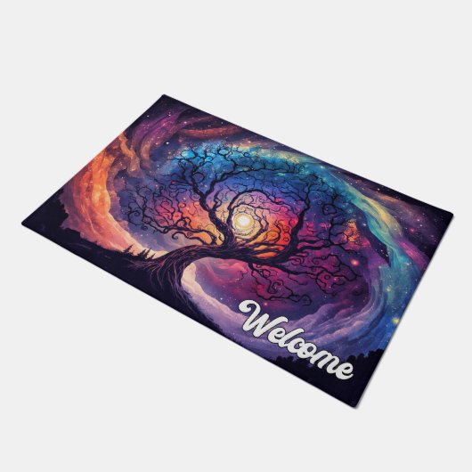 Farbenfrohe Illustration des nächtlichen Sonnensch Fußmatte (Schrägansicht)