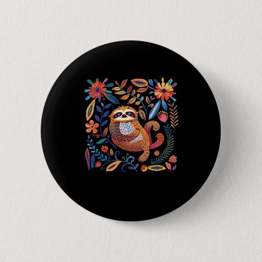 Farbenfrohe Illustration mit lebhaften Blume a Button (Vorderseite)