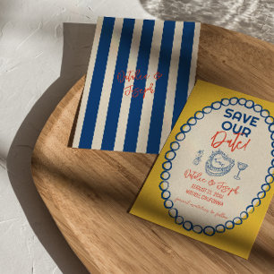 Farbenfrohe Illustrierte Hand Drawn Quirky Wedding Save The Date