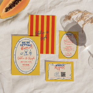 Farbenfrohe Illustrierte Handgezeichnete Heirat Einladung