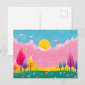 Farbenfrohe Illustrierte Natur Postkarte (Vorne/Hinten)