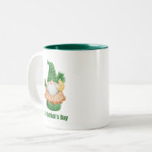Farbenfrohe Illustrierte Niedliche Gnome St. Patri Zweifarbige Tasse (Vorderseite Links)
