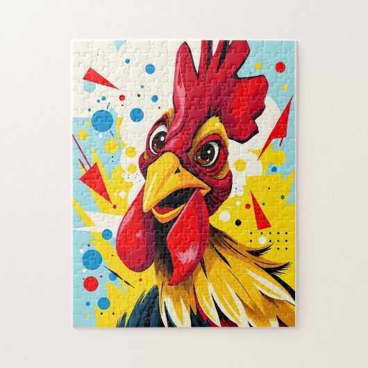 Farbenfrohe illustrierte Rooster Puzzle (Vertikal)