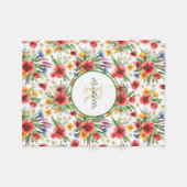 Farbenfrohe illustrierte Wildblumen, Mohnmuster Fleecedecke (Vorderseite (Horizontal))