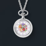 Farbenfrohe Imitate bestickt mit floralen Stilfrau Armbanduhr<br><div class="desc">Farbenfrohe Imitate Stickereien Floral Stilvolle Frauen Uhren mit einem modernen,  bunten Imitat Stickerei Blumenmuster in Rosa,  lila,  Orange und Rot auf einem pastellgrünen Hintergrund. Erstellt von Evco Studio www.zazzle.com/store/evcostudio</div>