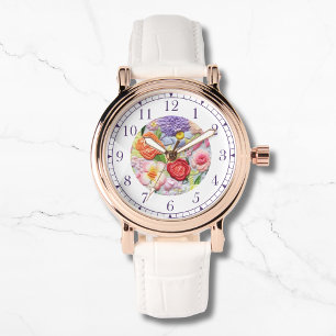 Farbenfrohe Imitate bestickt mit floralen Stilfrau Armbanduhr