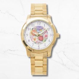 Farbenfrohe Imitate bestickt mit floralen Stilfrau Armbanduhr