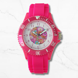 Farbenfrohe Imitate bestickt mit floraler Elegant Armbanduhr