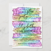 Farbenfrohe Imitate Regenbogen Glitzer Girls Glam  Einladung (Vorderseite)