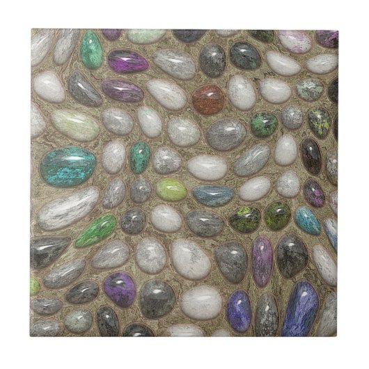 Farbenfrohe Imitate Shiny 3D River Rock Stones Mus Fliese (Vorderseite)