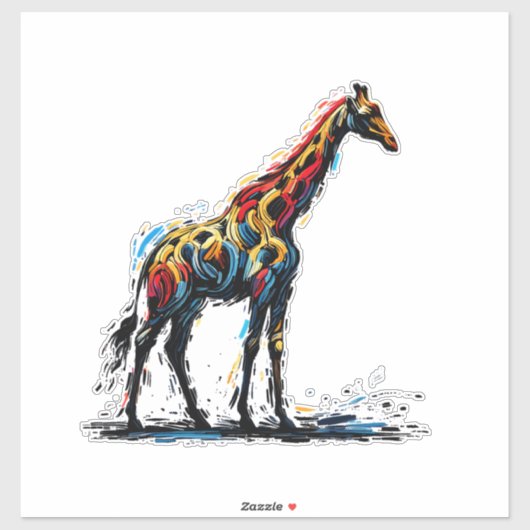 Farbenfrohe Impressionismus Stil Tier Lover Giraff Aufkleber (Blatt)