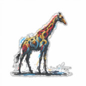 Farbenfrohe Impressionismus Stil Tier Lover Giraff Aufkleber (Vorderseite)