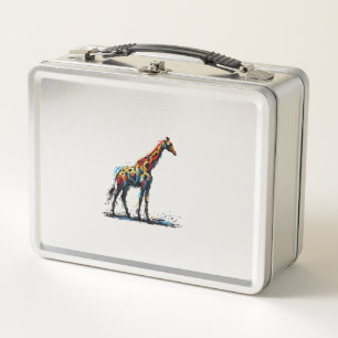 Farbenfrohe Impressionismus Stil Tier Lover Giraff Metall Brotdose