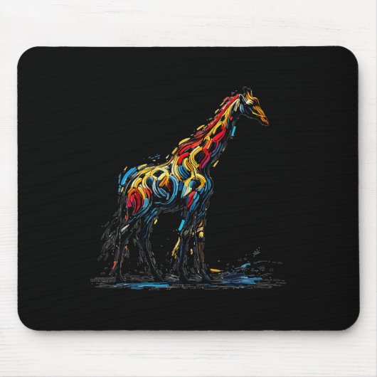 Farbenfrohe Impressionismus Stil Tier Lover Giraff Mousepad (Vorne)