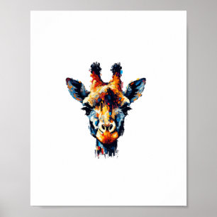 Farbenfrohe Impressionismus Stil Tier Lover Giraff Poster