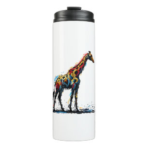 Farbenfrohe Impressionismus Stil Tier Lover Giraff Thermosbecher
