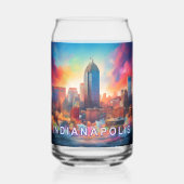 Farbenfrohe Indianapolis Skyline Dosenglas (Vorderseite)