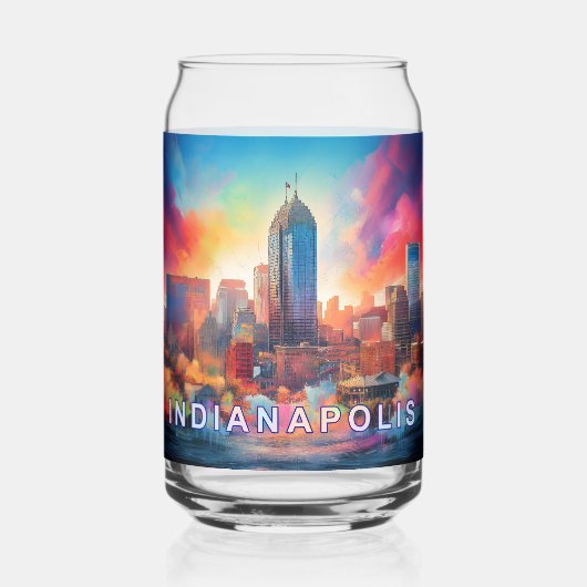 Farbenfrohe Indianapolis Skyline Dosenglas (Vorderseite)