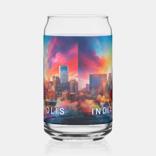 Farbenfrohe Indianapolis Skyline Dosenglas (Links)