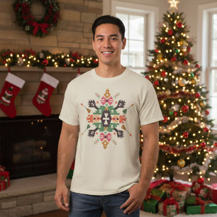 Farbenfrohe indianische Symbole Weihnachten T-Shirt
