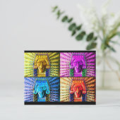 Farbenfrohe indische Krieger-Schnitzerei Postkarte (Stehend Vorderseite)