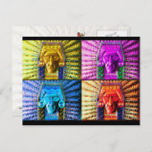 Farbenfrohe indische Krieger-Schnitzerei Postkarte (Vorne/Hinten)