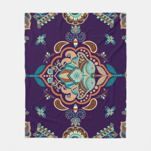 Farbenfrohe indische Ornamente, geometrische Grenz Fleecedecke