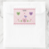 Farbenfrohe, individuell anpassbare Candy Hearts V Quadratischer Aufkleber (Tasche)