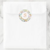 Farbenfrohe, individuell anpassbare Monogramm Runder Aufkleber (Tasche)