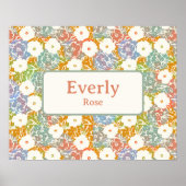 Farbenfrohe Individuelle Name mit Blumenmotiv Chic Poster (Vorne)