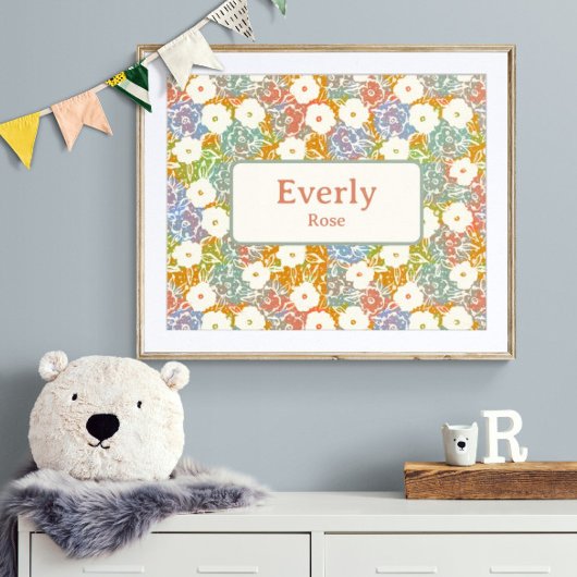 Farbenfrohe Individuelle Name mit Blumenmotiv Chic Poster