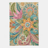 Farbenfrohe indonesische Batik-Blumen-Boho-Rustika Geschirrtuch (Vertikal)