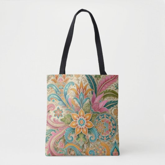 Farbenfrohe indonesische Batik-Muster Tasche (Vorderseite)