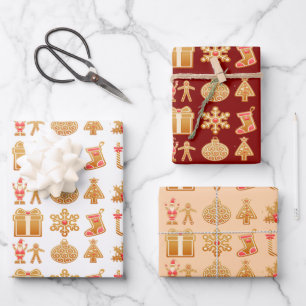 Farbenfrohe Ingwer-Ornamente Geschenkpapier Set