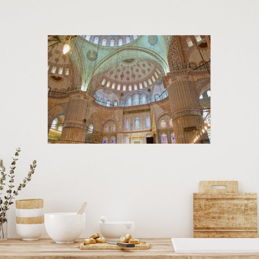 Farbenfrohe Innendecke der blauen Moschee Poster (Küche)