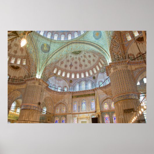 Farbenfrohe Innendecke der blauen Moschee Poster (Vorne)