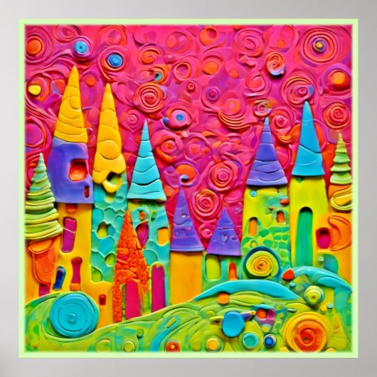 Farbenfrohe innovative Clay-Kreation Poster (Vorne)