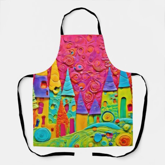 Farbenfrohe innovative Clay-Kreation Schürze (Vorderseite)