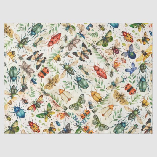 Farbenfrohe InsektenCollage Decoupage Seidenpapier (Vorderseite)