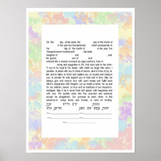Farbenfrohe Interreligiöse Texte Ketubah Poster