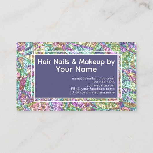 Farbenfrohe Iridescent Opal Marmor Sparkle Glitzer Visitenkarte (Rückseite)