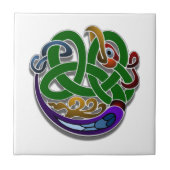 Farbenfrohe Irish Celtic Bird Design Keramik Tile Fliese (Vorderseite)