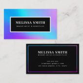 Farbenfrohe irisierende Holografie lila Einhorn Visitenkarte (Vorne/Hinten)